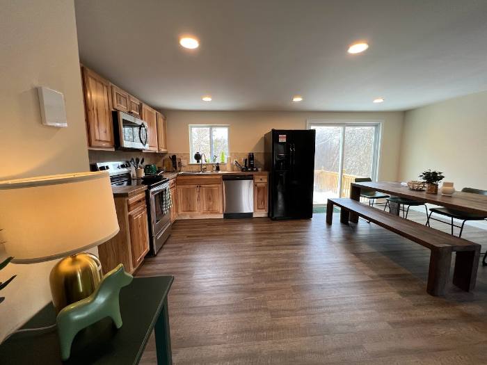 Kitchen and the long dining table